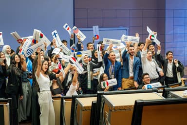 NIMUN delegates celebrating during conference